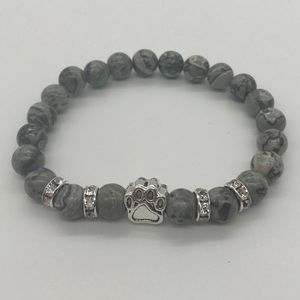 ✨🐾Natural Stone Bracelet With Dog Paw Charm ✨ 🐾